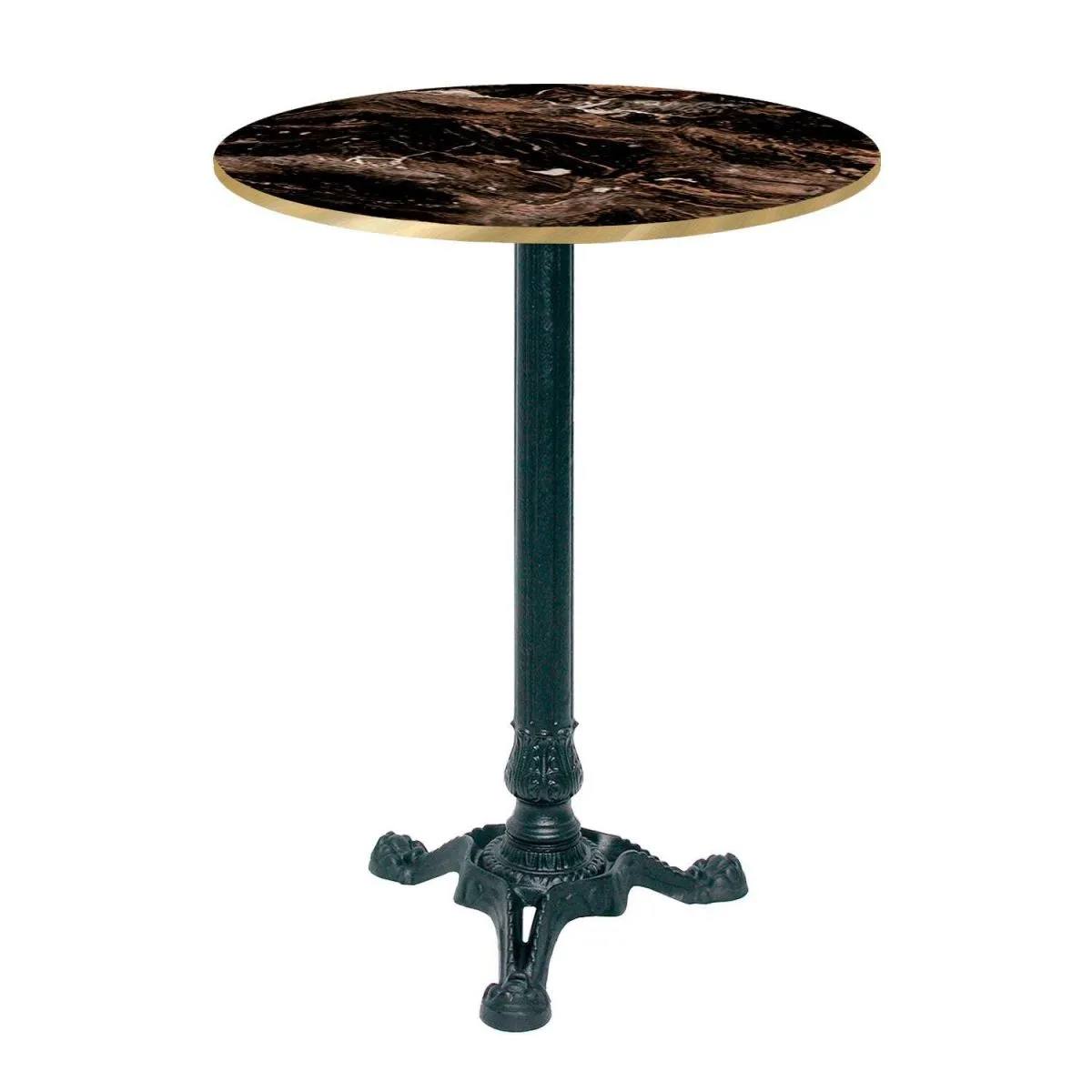 RestooTab Tavolo alto Bistrot rotondo - laminato legno; 60x60x113x60 cm (LxLxHxØ); nero/moka/ottone; struttura nero; rotonda