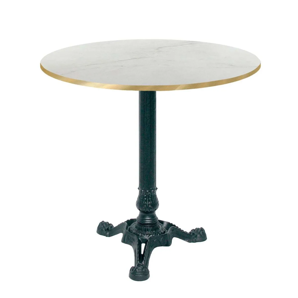 RestooTab Tavolo Bistrot rotondo - bordi color ottone; 70x70x75x70 cm (LxLxHxØ); bianco/beige/ottone; struttura nero; rotonda