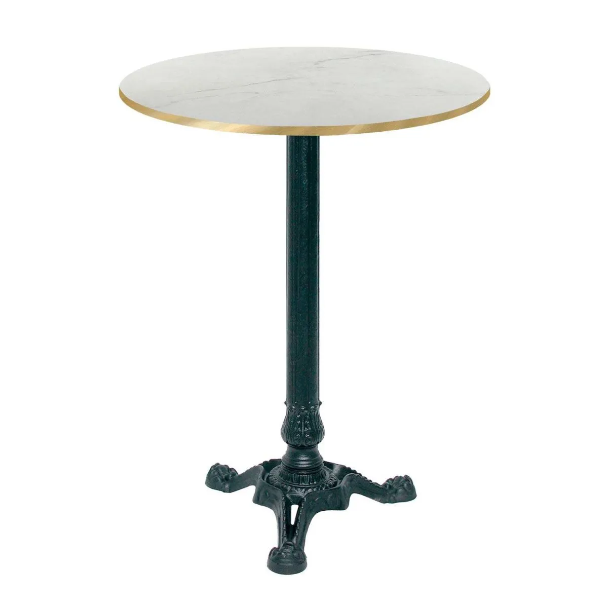 RestooTab Tavolo alto Bistrot rotondo - laminato legno; 60x60x113x60 cm (LxLxHxØ); bianco/beige/ottone; struttura nero; rotonda