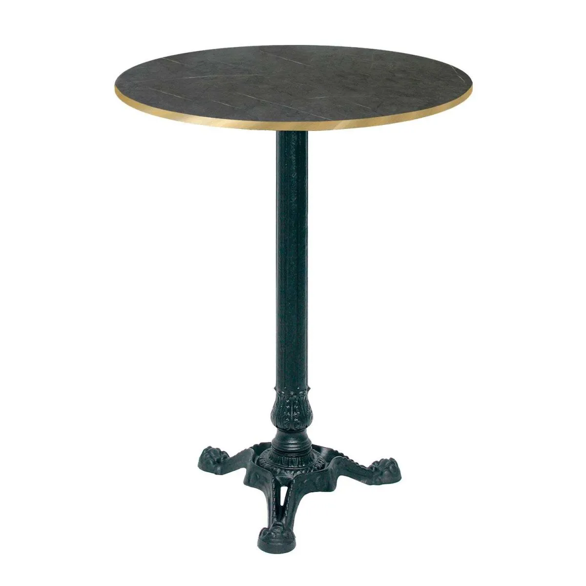 RestooTab Tavolo alto Bistrot rotondo - laminato legno; 60x60x113x60 cm (LxLxHxØ); nero/grigio scuro/ottone; struttura nero; rotonda