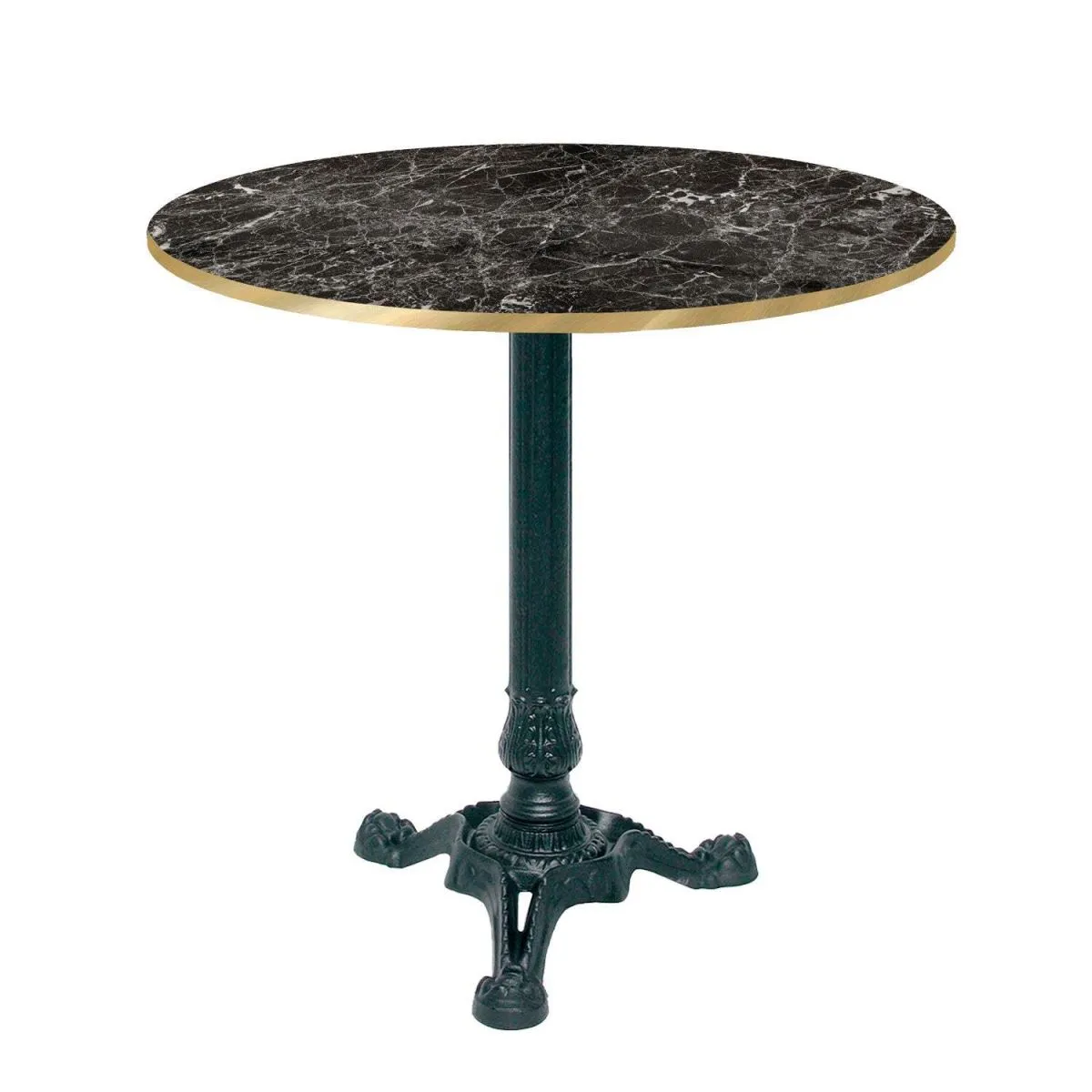 RestooTab Tavolo Bistrot rotondo - bordi color ottone; 70x70x75x70 cm (LxLxHxØ); nero/marmorizzato/ottone; struttura nero; rotonda