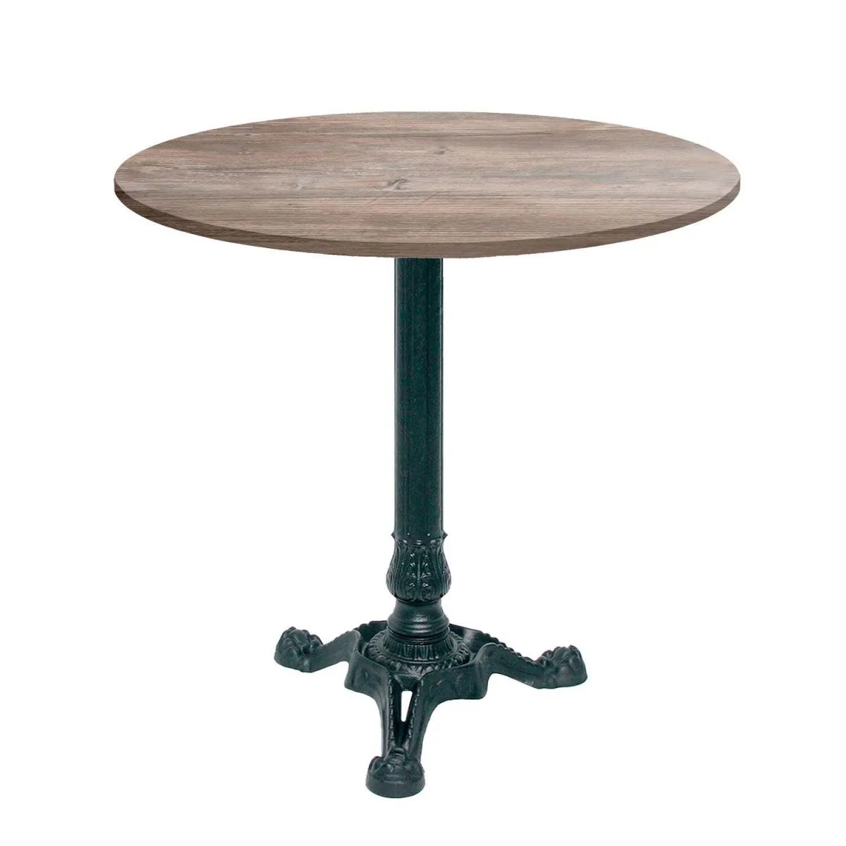 RestooTab Tavolo Bistrot rotondo - laminato pietra & legno; 70x70x75x70 cm (LxLxHxØ); quercia/grigio; struttura nero; rotonda