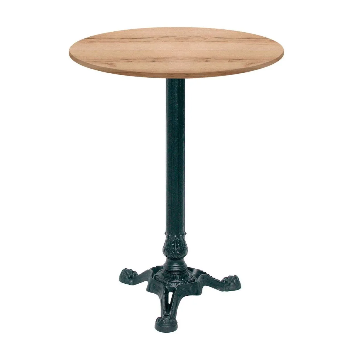 RestooTab Tavolo alto Bistrot rotondo - laminato pietra & legno; 60x60x113x60 cm (LxLxHxØ); quercia/naturale; struttura nero; rotonda