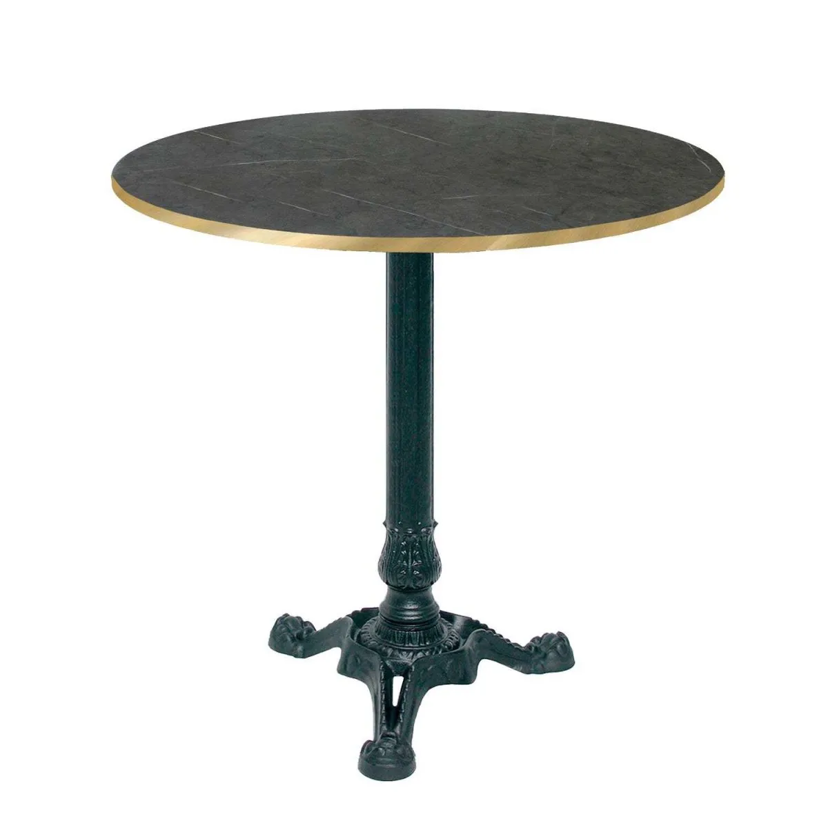 RestooTab Tavolo Bistrot rotondo - bordi color ottone; 70x70x75x70 cm (LxLxHxØ); nero/grigio scuro/ottone; struttura nero; rotonda