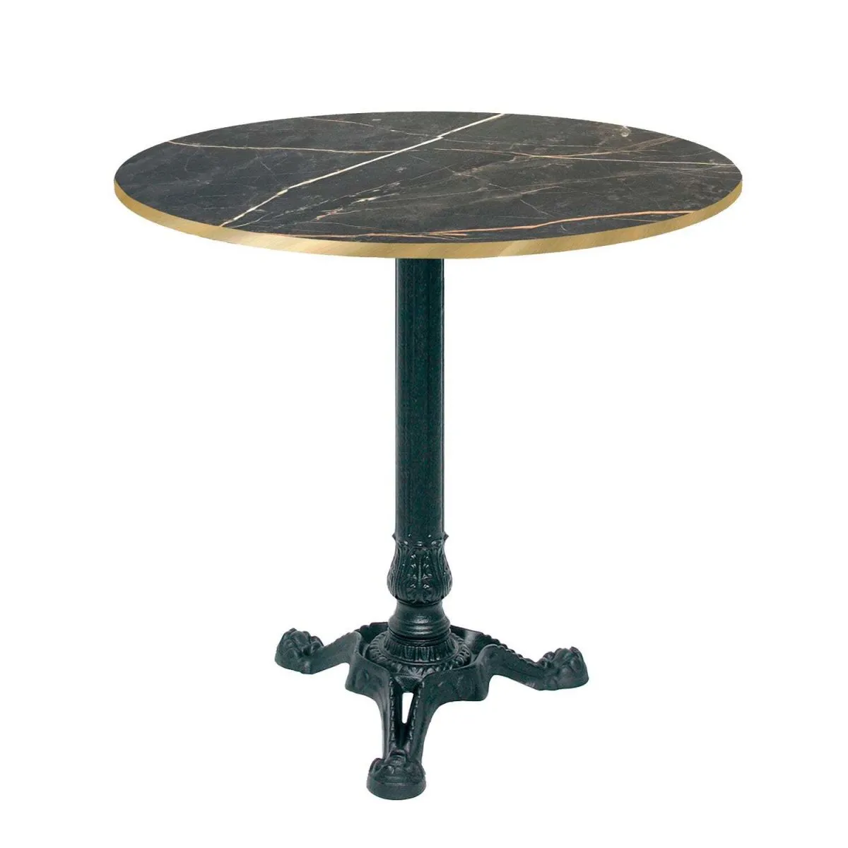 RestooTab Tavolo Bistrot rotondo - bordi color ottone; 70x70x75x70 cm (LxLxHxØ); nero/oro/ottone; struttura nero; rotonda