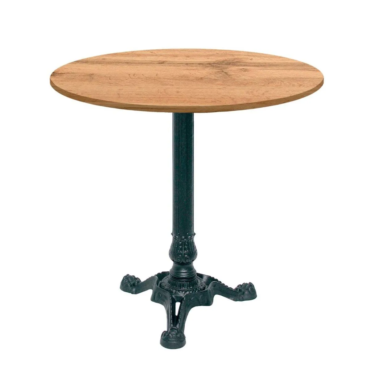 RestooTab Tavolo Bistrot rotondo - laminato pietra & legno; 70x70x75x70 cm (LxLxHxØ); quercia; struttura nero; rotonda
