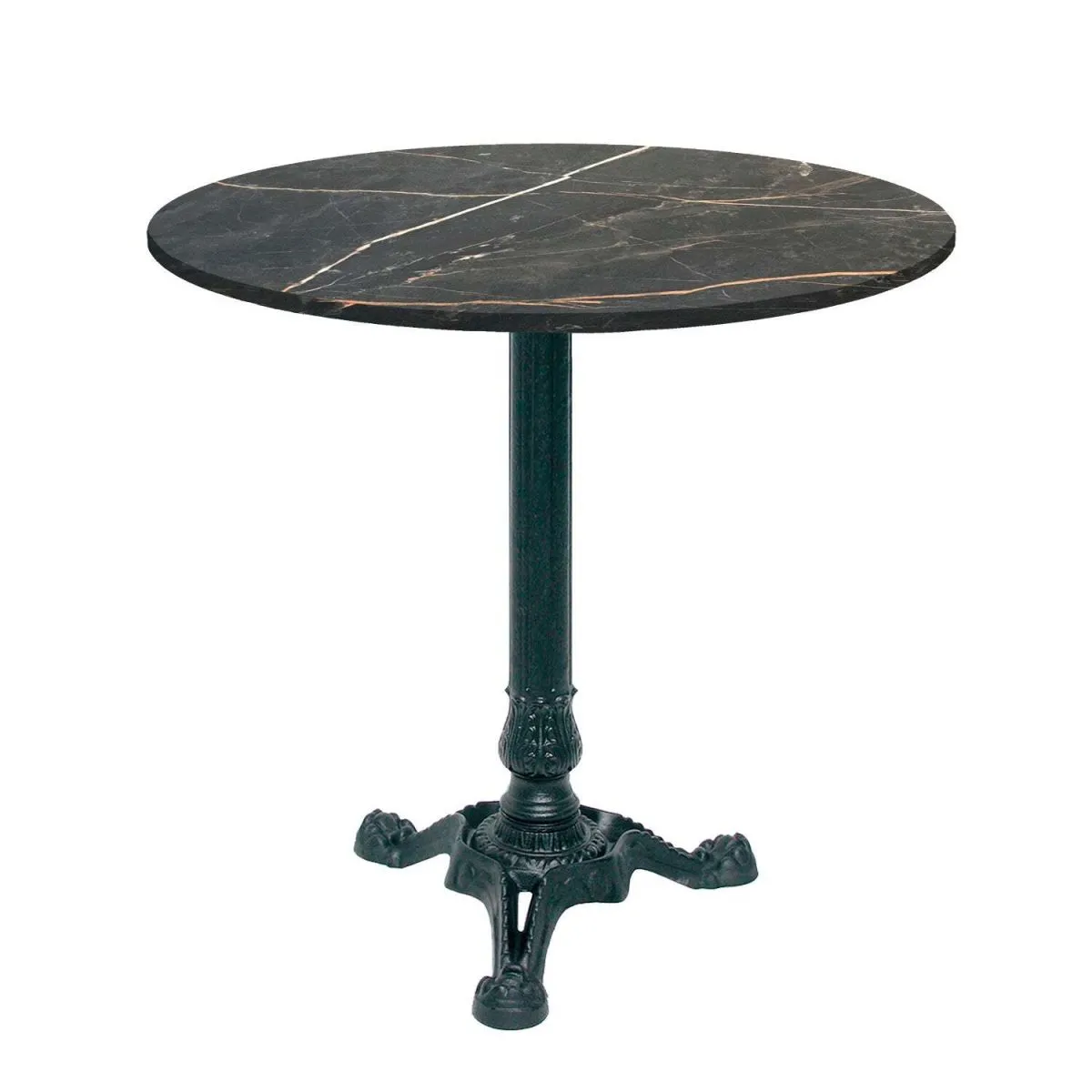 RestooTab Tavolo Bistrot rotondo - laminato pietra & legno; 70x70x75x70 cm (LxLxHxØ); nero/oro/marmorizzato; struttura nero; rotonda