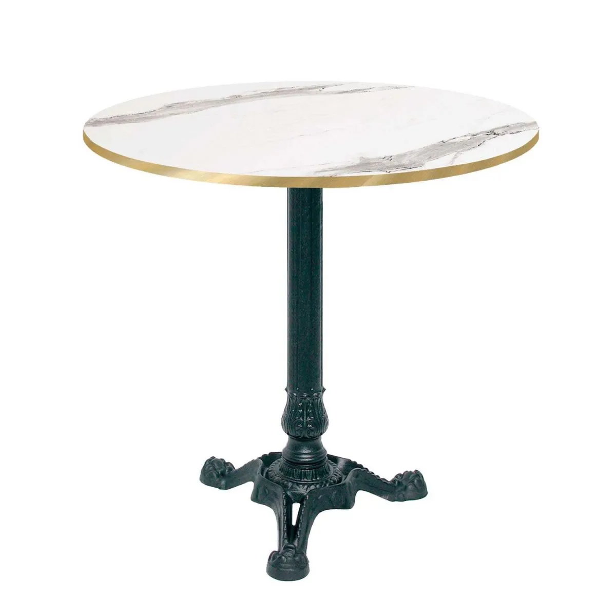 RestooTab Tavolo Bistrot rotondo - bordi color ottone; 70x70x75x70 cm (LxLxHxØ); bianco/grigio/ottone; struttura nero; rotonda