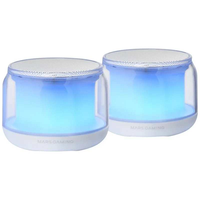 Mars Gaming MS-Aura Altoparlanti Bluetooth Chipset 5.3 DSP 15W Illuminazione RGB Clearview 360º Bianco