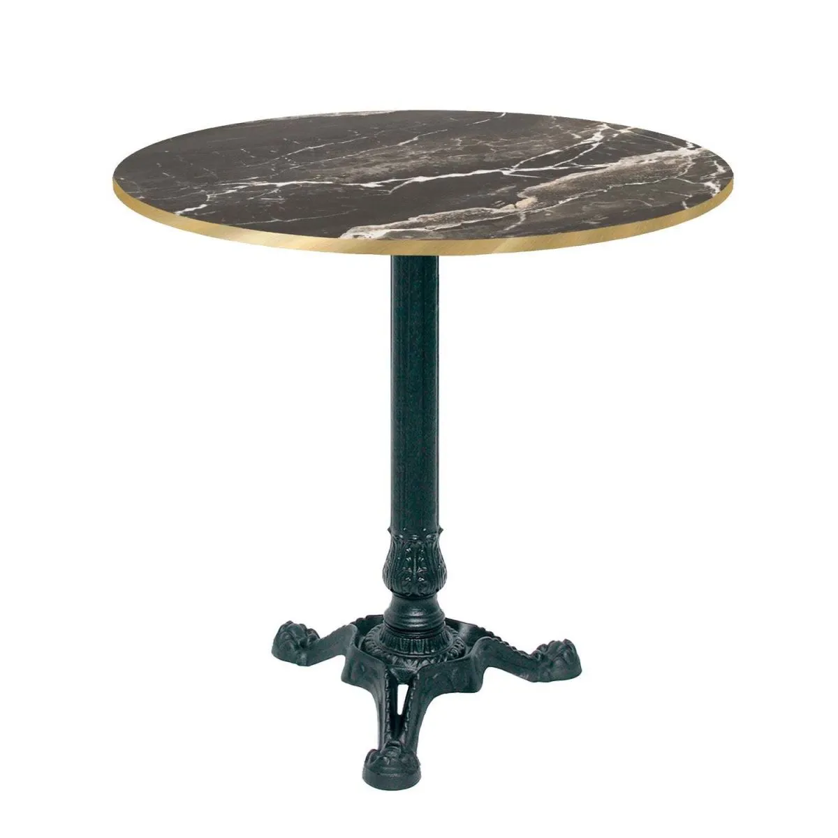 RestooTab Tavolo Bistrot rotondo - bordi color ottone; 70x70x75x70 cm (LxLxHxØ); nero/marrone/ottone; struttura nero; rotonda