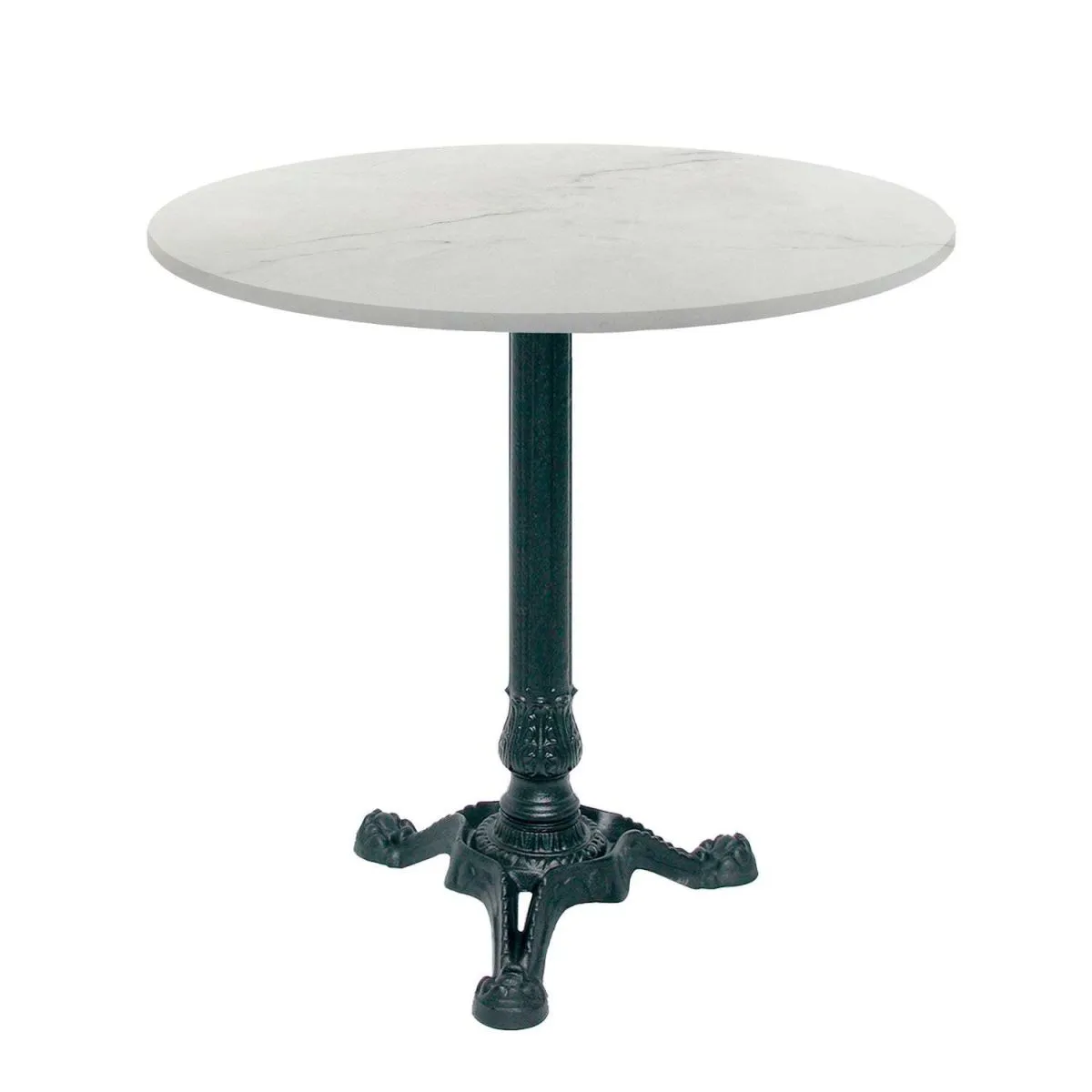 RestooTab Tavolo Bistrot rotondo - laminato pietra & legno; 70x70x75x70 cm (LxLxHxØ); bianco/beige/marmorizzato; struttura nero; rotonda