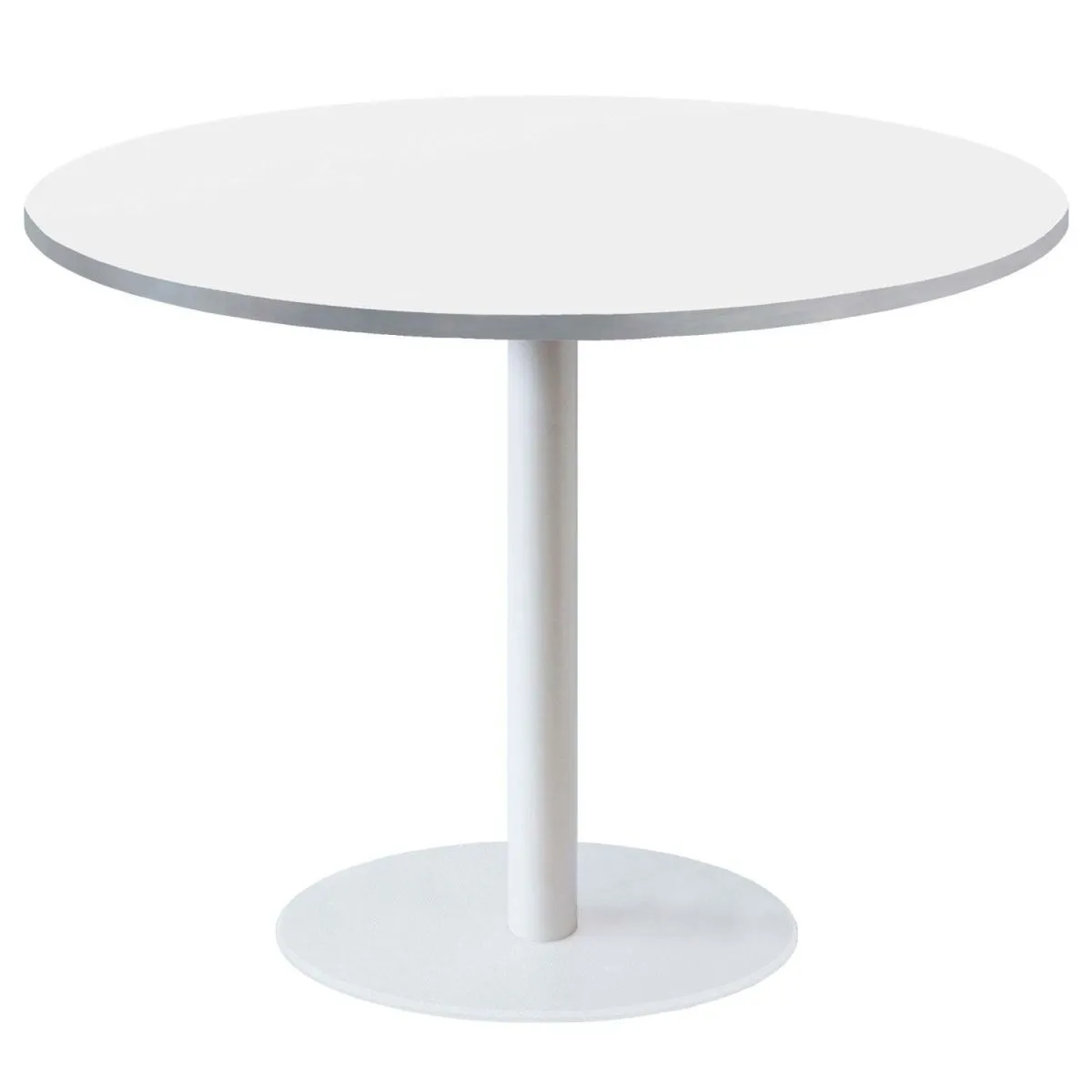 RestooTab Tavolo Rome XL rotondo base bianco - laminato legno; 120x120x75x120 cm (LxLxHxØ); bianco/acciaio inox; struttura nero; rotonda