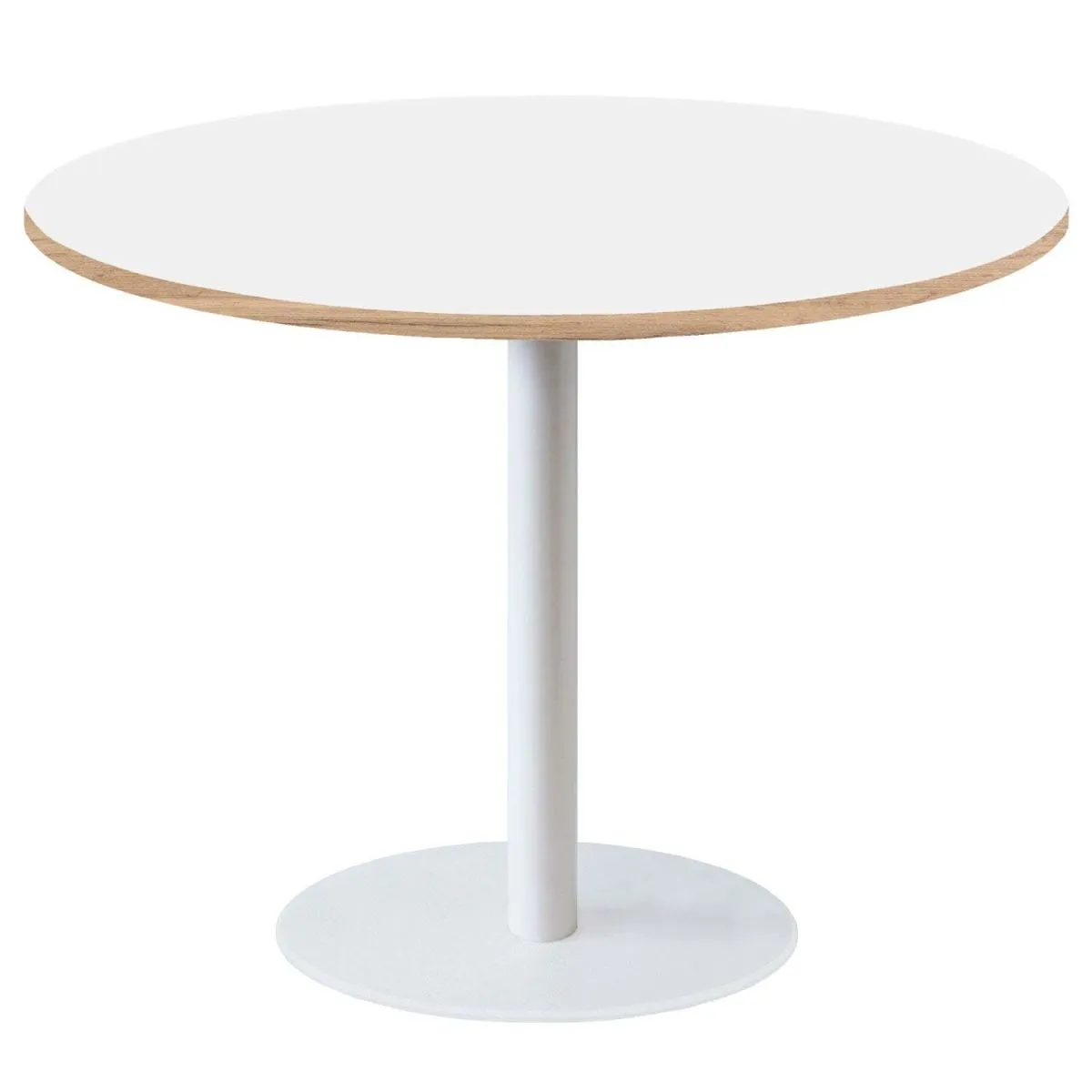 RestooTab Tavolo Rome XL rotondo base bianco - laminato legno; 120x120x75x120 cm (LxLxHxØ); bianco; struttura nero; rotonda