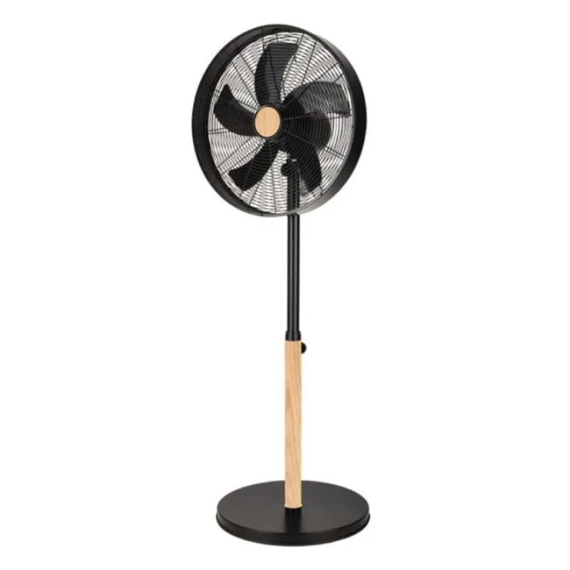 Ventilatore a Piantana IluminaShop 349564 50W 5 Pale 3 Velocità Altezza Regolabile Nero/Faggio