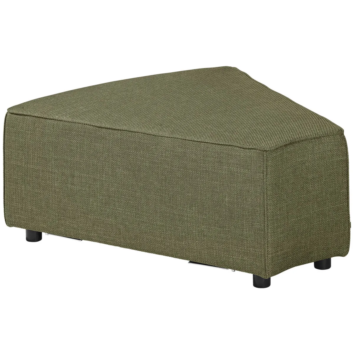 VEGA Chaise longue per divano modulare Belford arrotondato; 99x90x40 cm (LxPxH); seduta verde melange, struttura nero