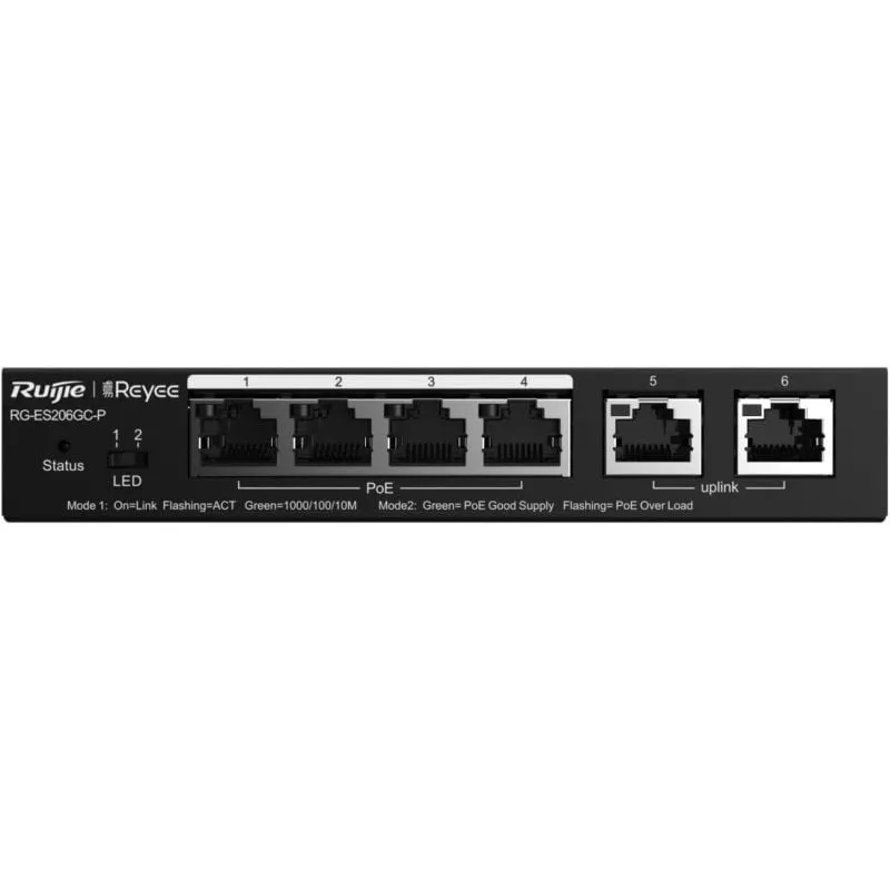 Ruijie Networks RG-ES209GC-P switch di rete Gestito Gigabit Ethernet (10/100/1000) Supporto Power over Ethernet (PoE) Nero