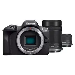 Fotocamera mirrorless 24,1Mpx APS C EOS R100 Kit RF S 18 45mm F4.5 6.3 IS STM + RF S 55 200mm F5 7.1 IS STM Black 6052C023