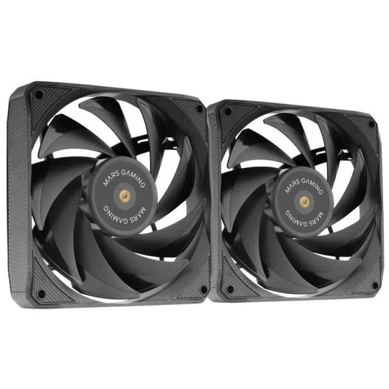 Mars Gaming MF-NCLX2 Kit 2 ventole ultra silenziose FDB 120mm Design Hybrid PWM Blades Nero
