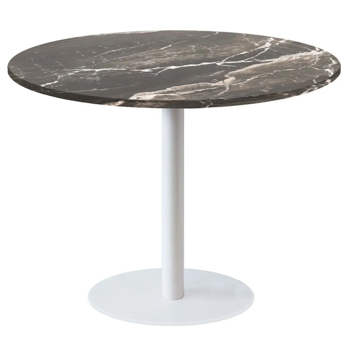 RestooTab Tavolo Rome XL rotondo base bianco - laminato pietra; 120x120x75x120 cm (LxLxHxØ); nero/marrone/marmorizzato; struttura nero; rotonda