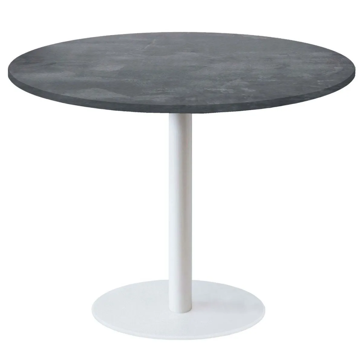 RestooTab Tavolo Rome XL rotondo base bianco - laminato pietra; 120x120x75x120 cm (LxLxHxØ); grigio pietra; struttura nero; rotonda