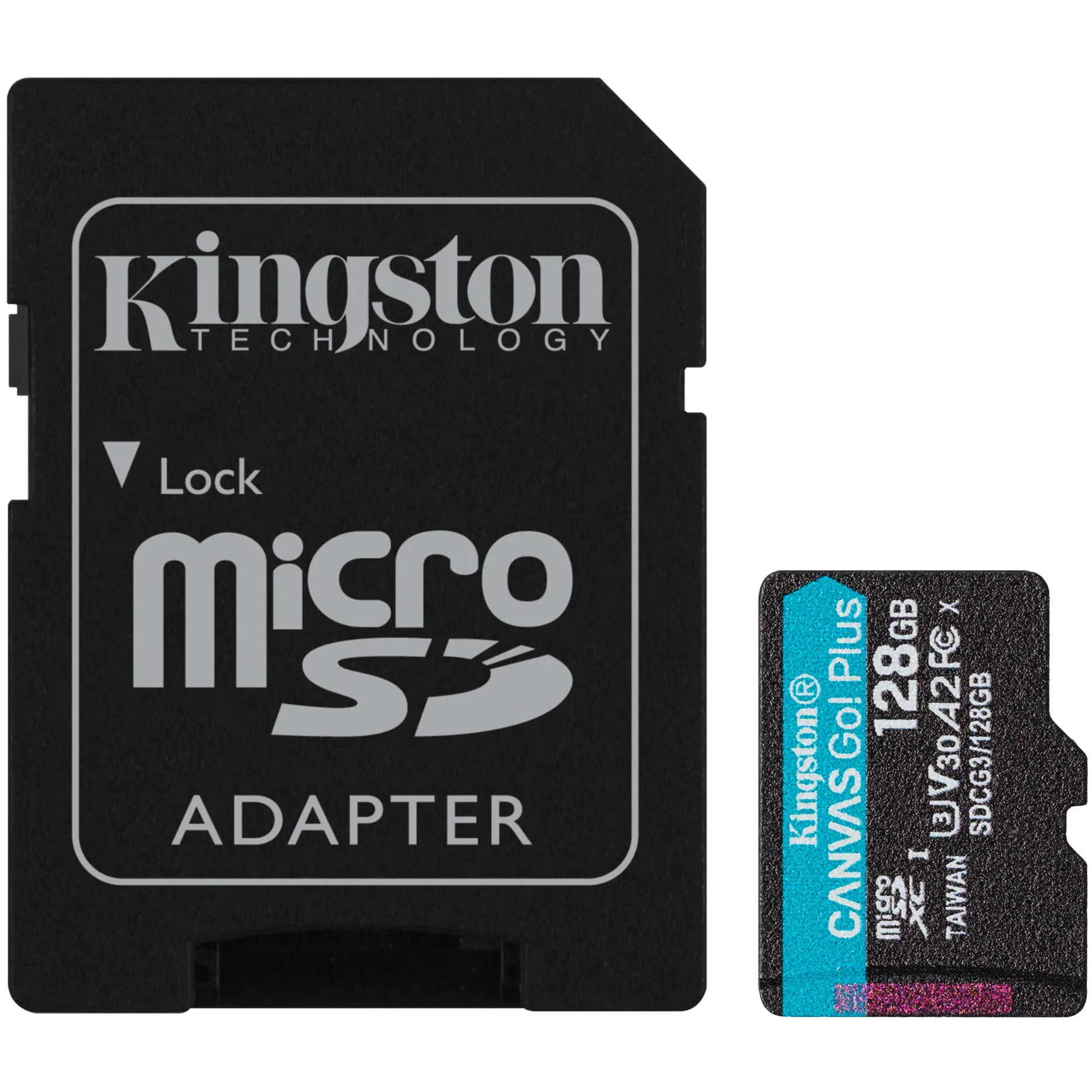 Scheda di memoria microSDXC Kingston Canvas Go Plus Android A2, 128Gb, Classe 10 / UHS-1 U3, con adattatore SDCG3/128GB