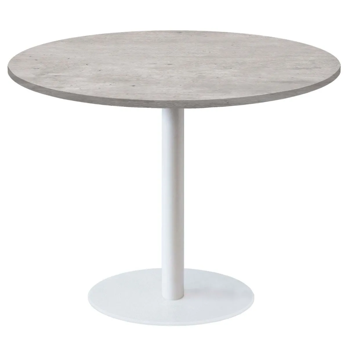 RestooTab Tavolo Rome XL rotondo base bianco - laminato pietra; 120x120x75x120 cm (LxLxHxØ); grigio/cemento; struttura nero; rotonda