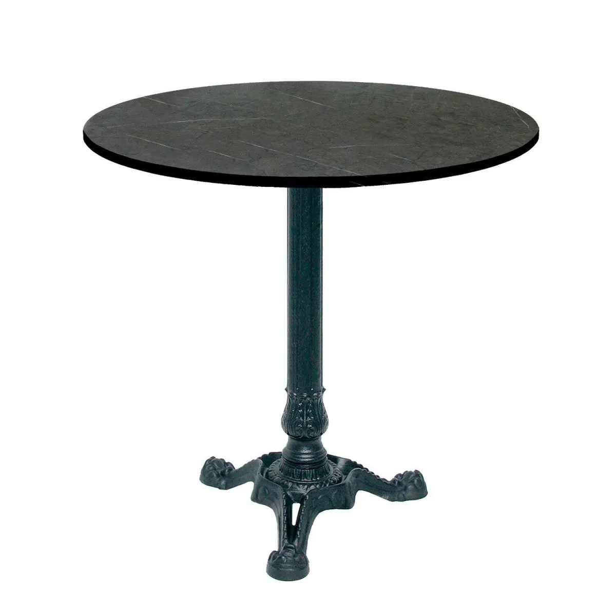 RestooTab Tavolo Bistrot rotondo - laminato pietra & legno; 70x70x75x70 cm (LxLxHxØ); nero/grigio scuro; struttura nero; rotonda