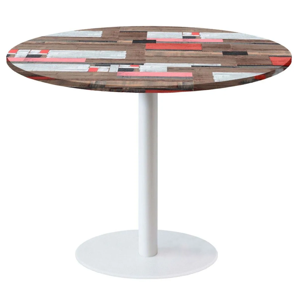 RestooTab Tavolo Rome XL rotondo base bianco - laminato legno; 120x120x75x120 cm (LxLxHxØ); multicolore; struttura nero; rotonda