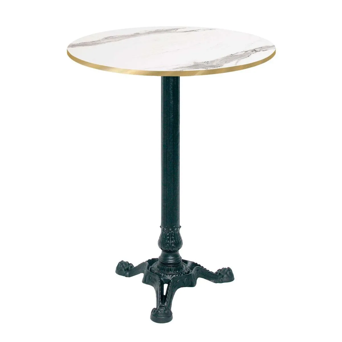 RestooTab Tavolo alto Bistrot rotondo - laminato legno; 60x60x113x60 cm (LxLxHxØ); bianco/grigio/ottone; struttura nero; rotonda