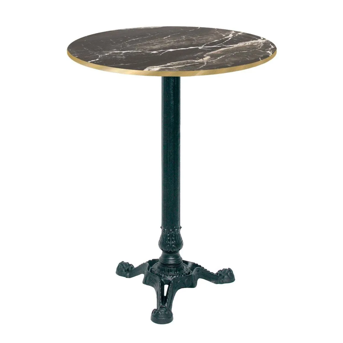 RestooTab Tavolo alto Bistrot rotondo - laminato legno; 60x60x113x60 cm (LxLxHxØ); nero/marrone/ottone; struttura nero; rotonda