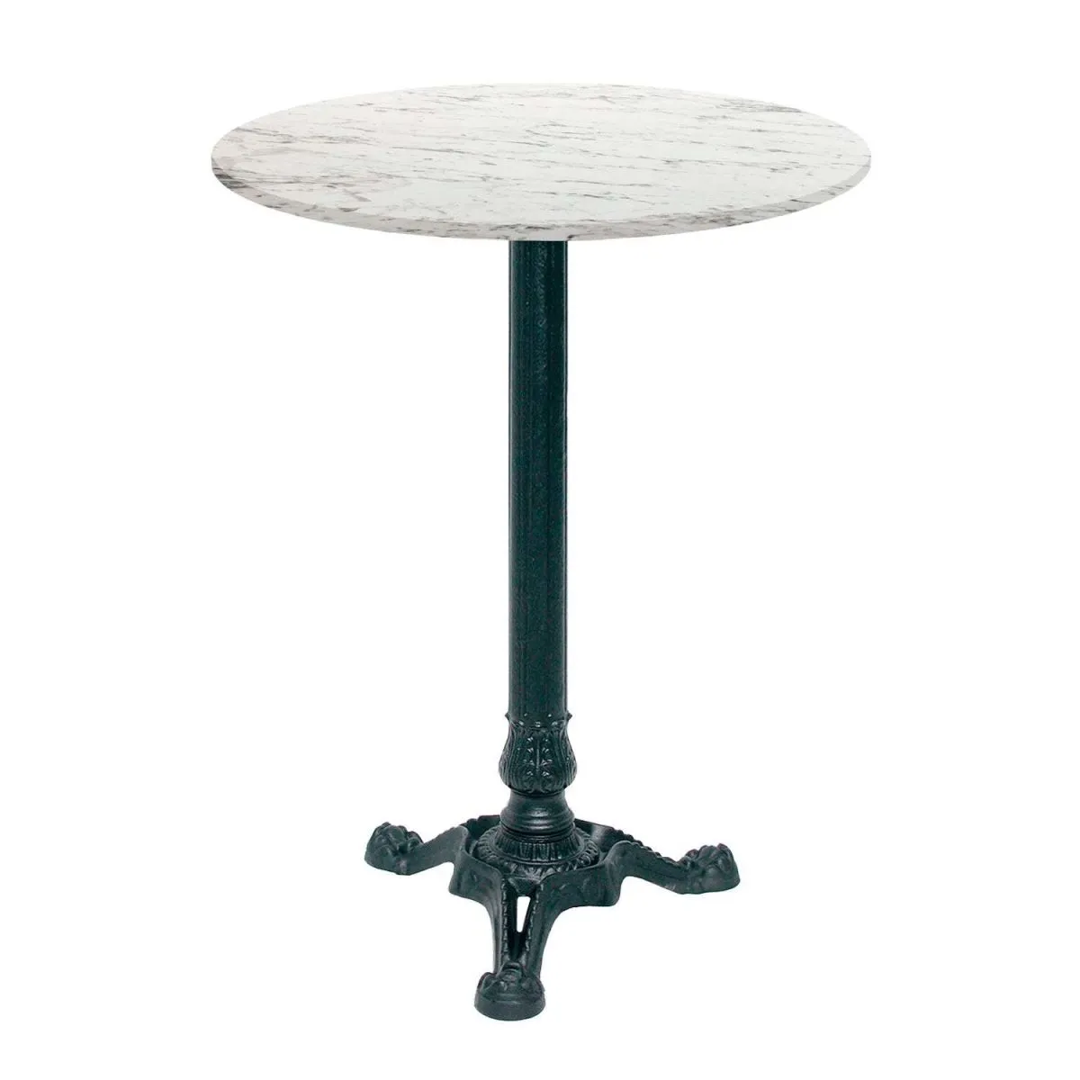 RestooTab Tavolo alto Bistrot rotondo - laminato pietra & legno; 60x60x113x60 cm (LxLxHxØ); bianco/grigio pietra/marmorizzato; struttura nero; rotonda