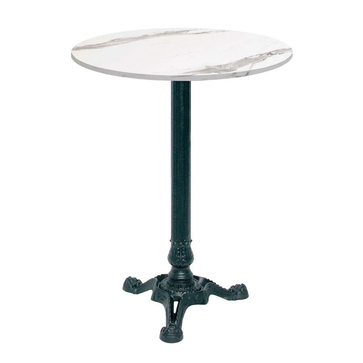 RestooTab Tavolo alto Bistrot rotondo - laminato pietra & legno; 60x60x113x60 cm (LxLxHxØ); bianco/grigio/marmorizzato; struttura nero; rotonda