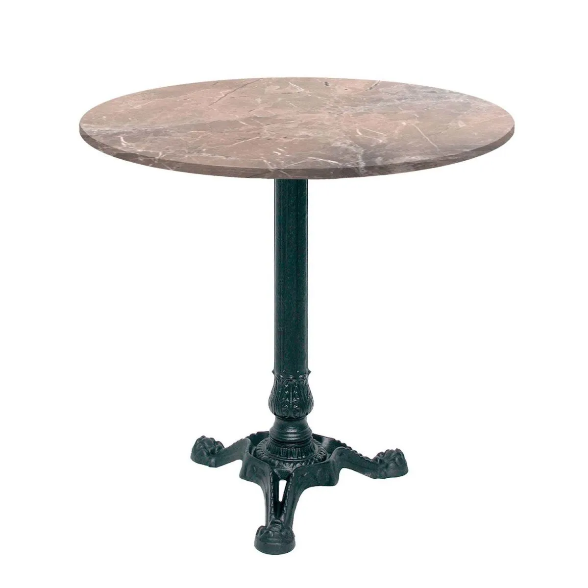 RestooTab Tavolo Bistrot rotondo - laminato pietra & legno; 70x70x75x70 cm (LxLxHxØ); marrone/marmorizzato; struttura nero; rotonda