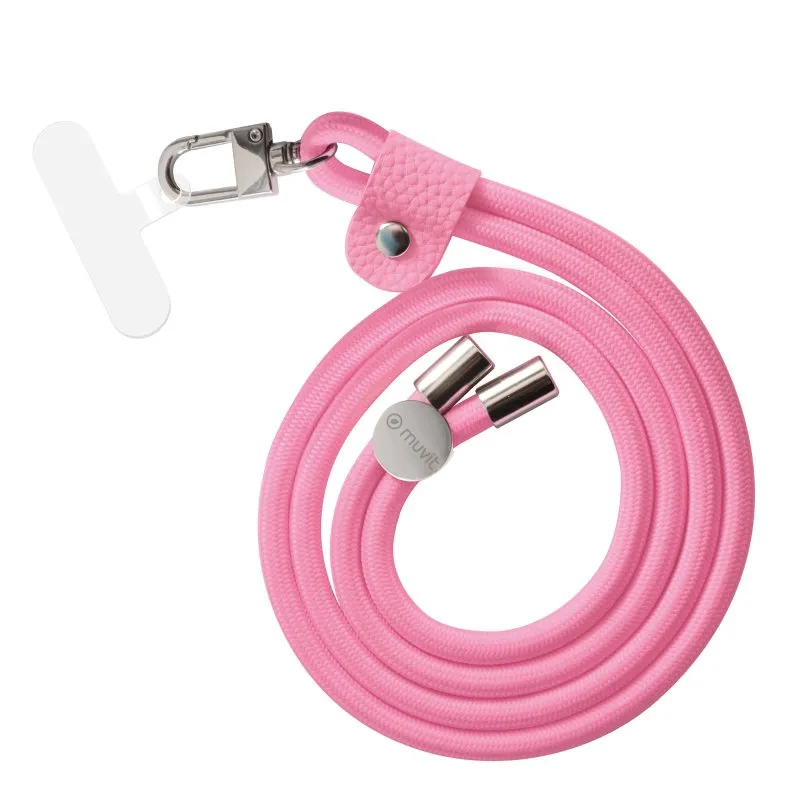 Muvit For Change Pendente Universale con Supporto Trasparente + Cordoncino Rosa