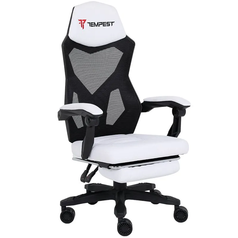 Sedia da gaming Tempest AeroGamer con tessuto traspirante bianco
