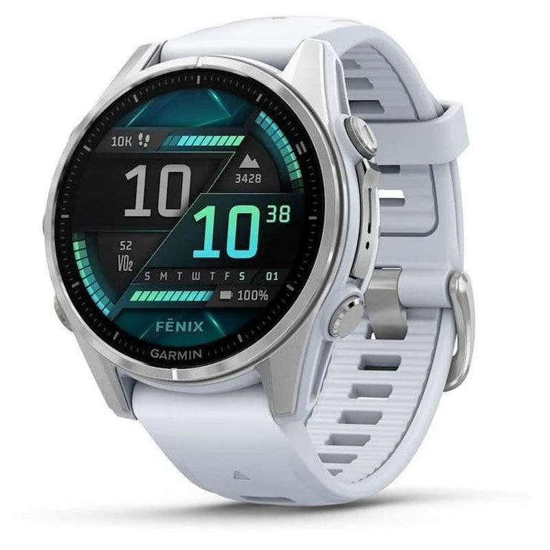 Garmin Fenix 8 AMOLED Bluetooth GPS NFC 43mm AMOLED Argento Cassa con Cinturino Bianco M 10ATM