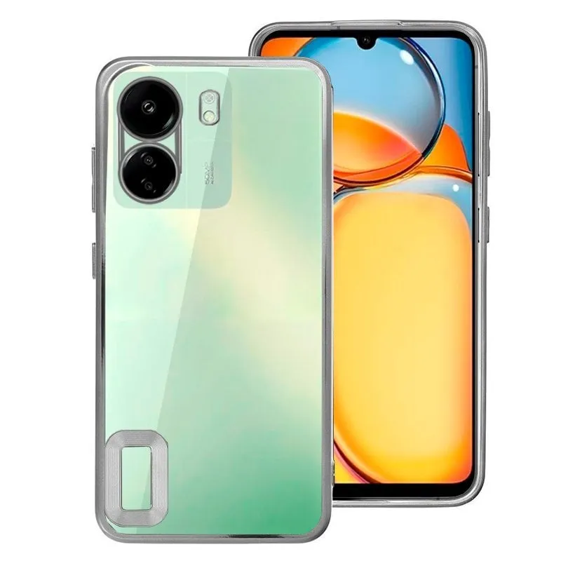 Custodia Bumper con bordo metallico argento per Xiaomi Redmi 13C/13C 5G/POCO C65