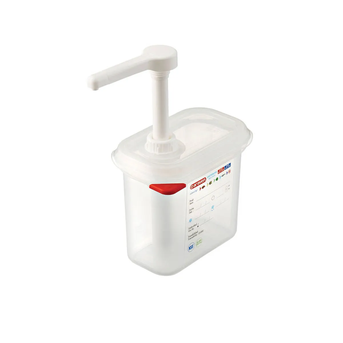 Araven Distributore di salse/pompa gastronorm 1/9, capacità 1,5 litri; GN 1/9, 1.5 l, 17.6x10.8 cm (LxP); bianco