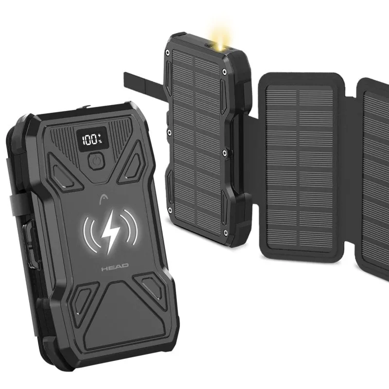 Head Solar Powerbank 10.000 Mah 22,5 W con Power Delivery, ricarica simultanea, ricarica wireless Nero