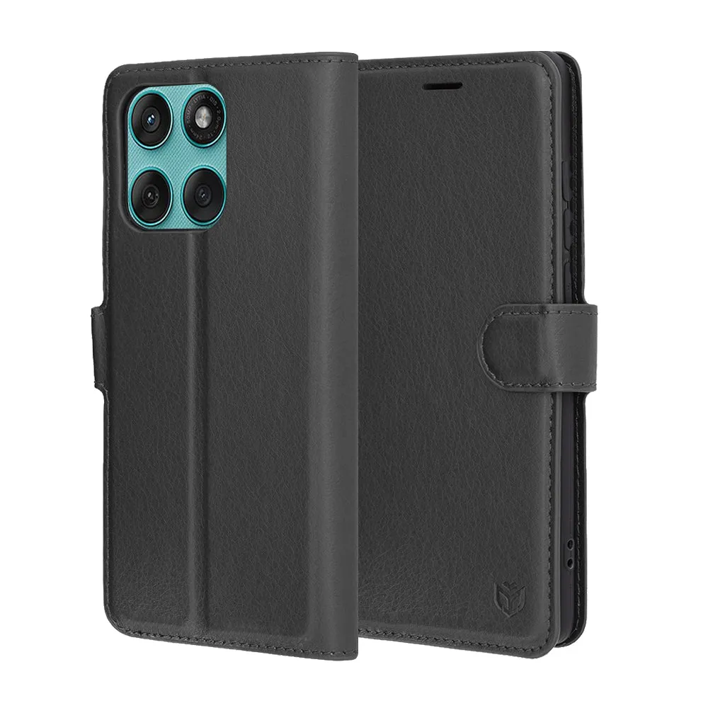 Custodia per Motorola Edge 60 Fusion / Edge 60, Techsuit, Leather Folio, Nera