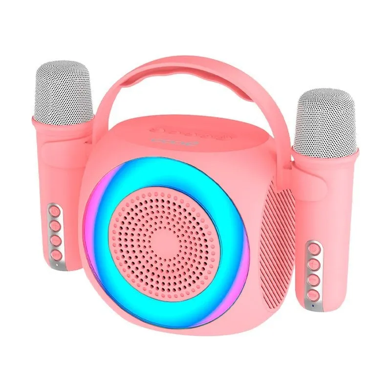 Cool Mini Karaoke Party Altoparlante portatile Bluetooth 6W + 2 microfoni Rosa