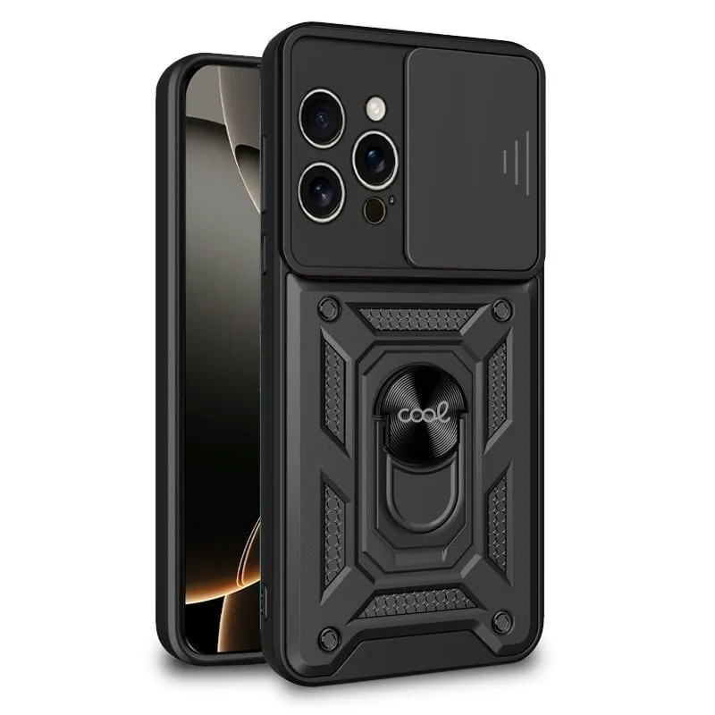 Custodia rigida nera ad anello per iPhone 16 Pro