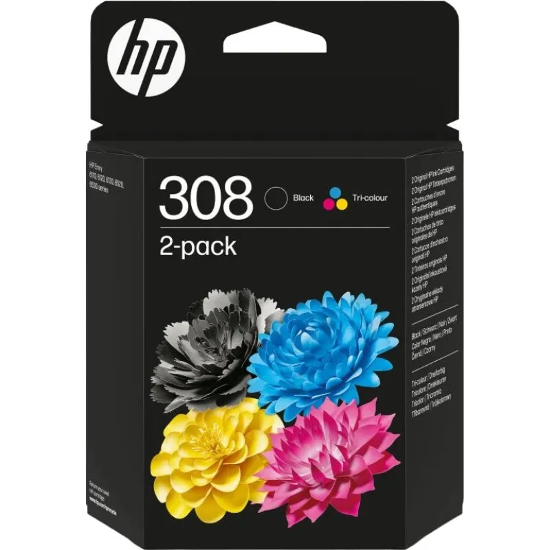 Cartucce di inchiostro originali HP 308 nere/tricolore, confezione da 2