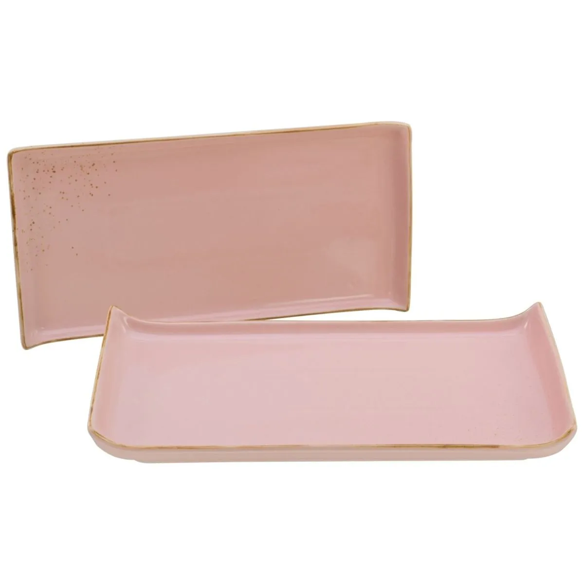 2x creaTable Collezione Natura - Piatto da barbecue da 2 pezzi; 33x16.5x3.5 cm (LxLxH); rosa; rettangolare; 2 pz. / Pacco
