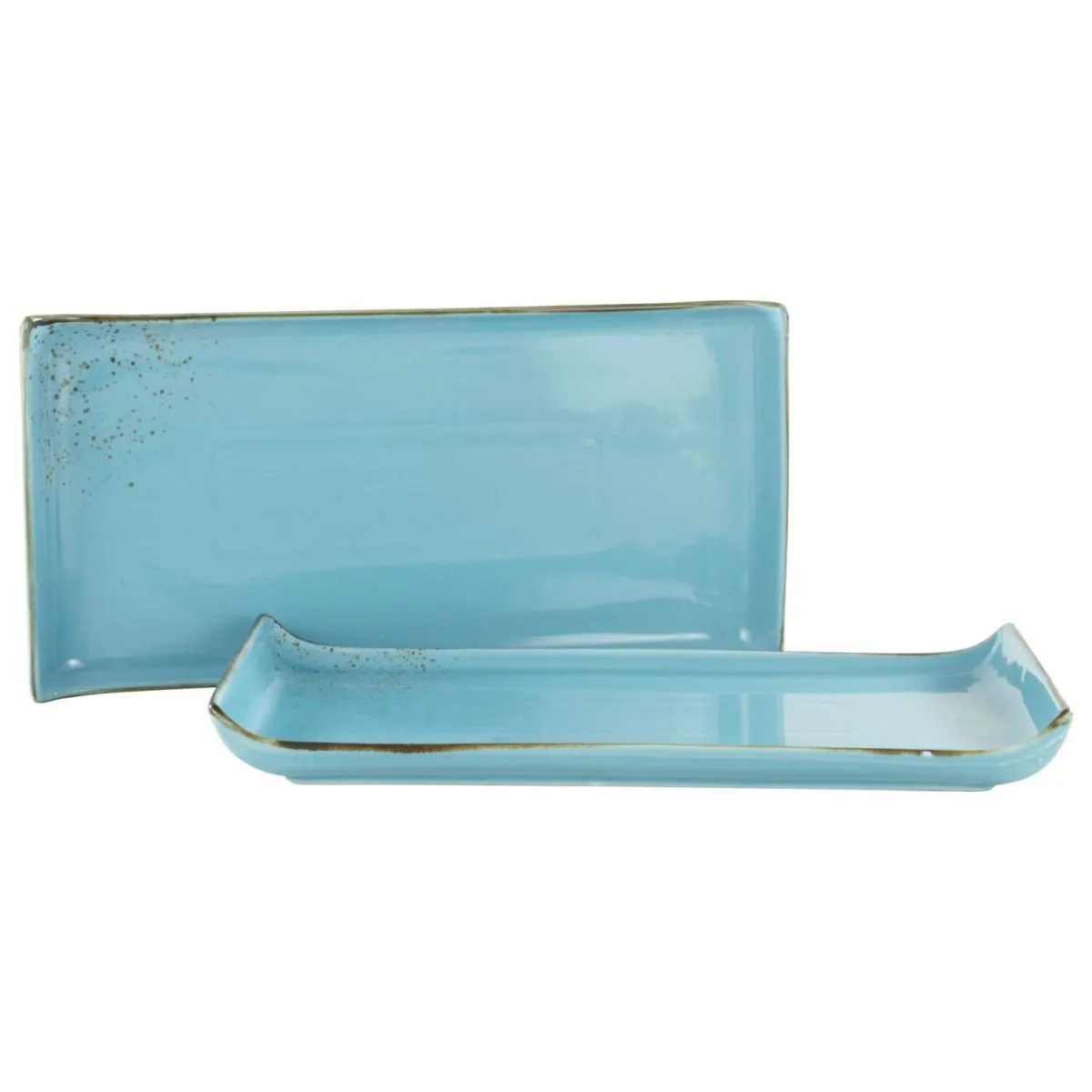 2x creaTable Collezione Natura - Piatto da barbecue da 2 pezzi; 33x16.5x3.5 cm (LxLxH); blu; rettangolare; 2 pz. / Pacco