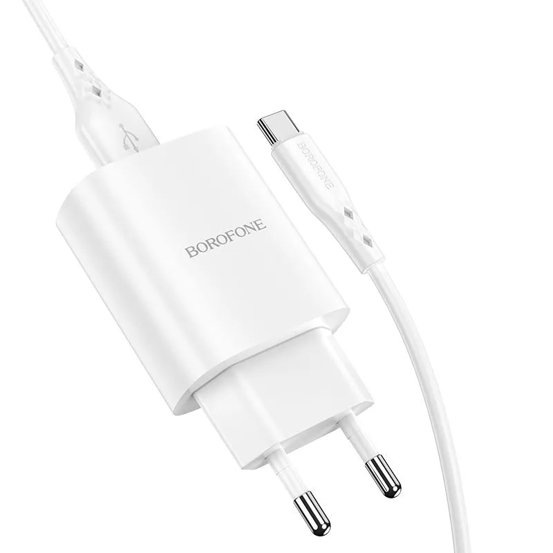 Caricabatterie da Rete con Cavo USB-C Borofone BN1, 10W, 2.1A, 1 x USB-A, Bianco