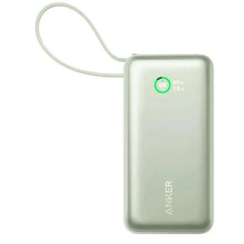 Powerbank Anker Nano PowerBank 10000 mAh 30W Verde con Cavo USB-C Integrato