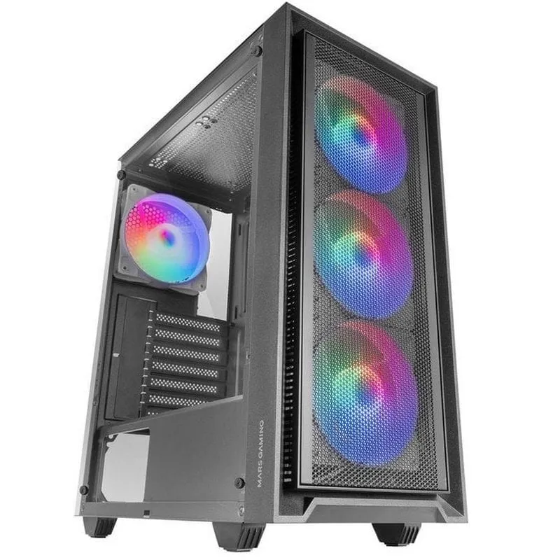 Custodia da gioco Mars Gaming MC-AIR ATX 4 ventole FRGB Vetro temperato frontale a rete da 12 cm Nero