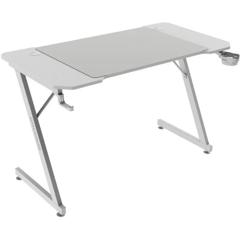 Mars Gaming MGD-X120 Tavolo ergonomico XXL Tappetino per cuffie e portabevande 120x60 cm Bianco