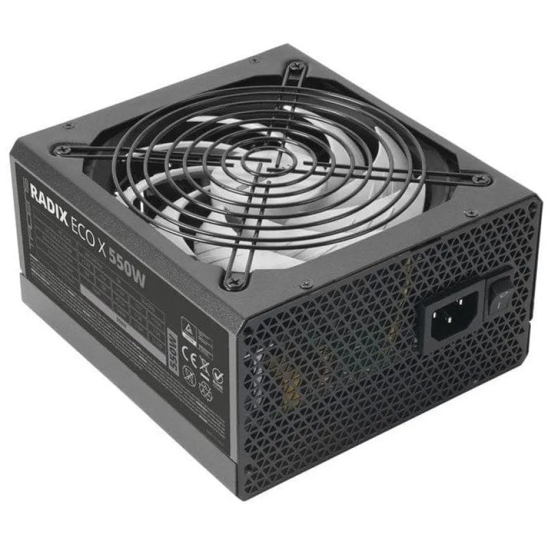 Tacens RADIX ECO X 550 Alimentatore ATX 550W 6 Anni Garanzia 87% SMD DC-DC AI-RPM FDB Nero